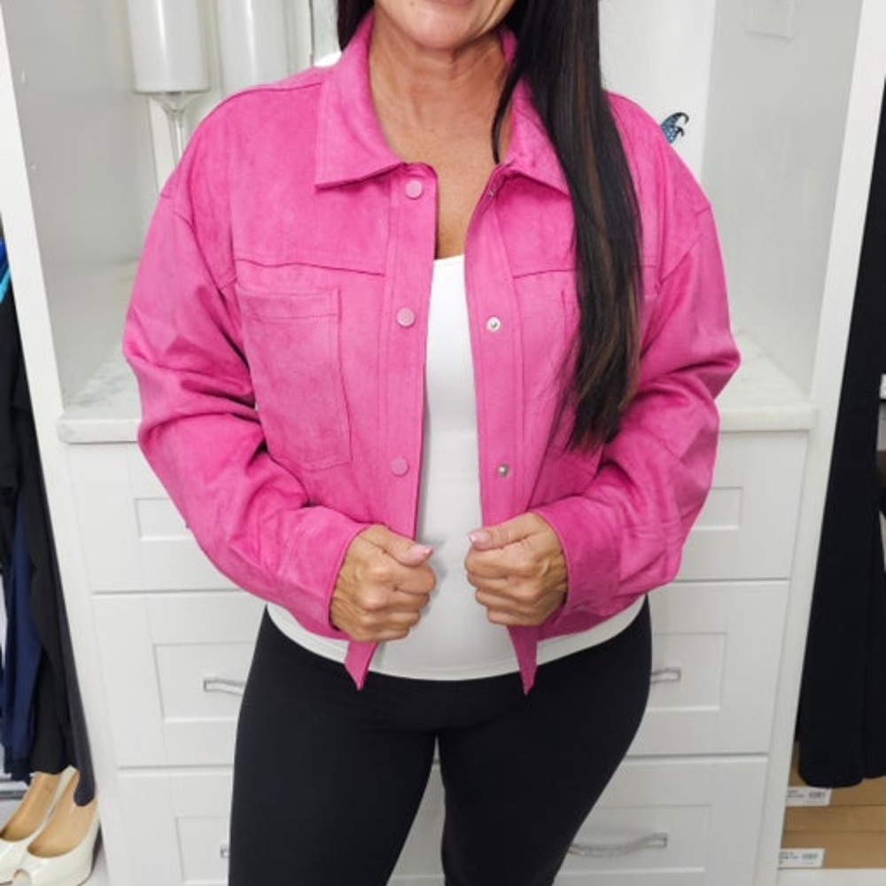 Light soft Faux suede Button-Up Jacket 2 COLORS! Tan and pink